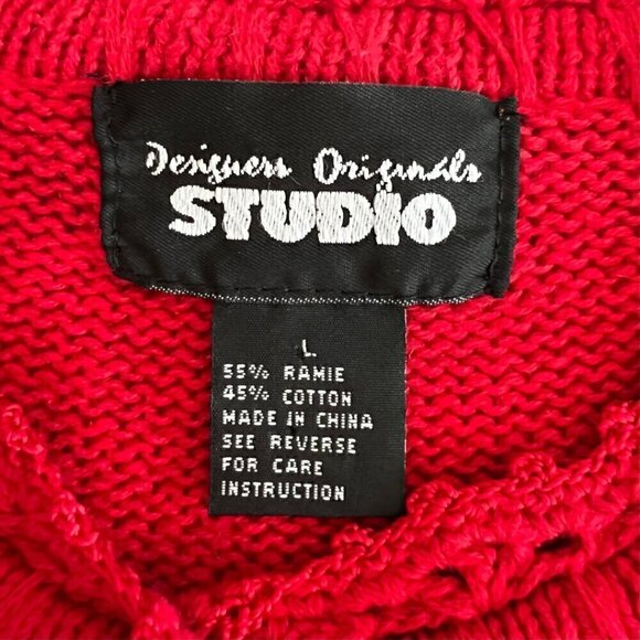 Studio Red & Black Floral Embroidered Lace Trim Knit Cardigan - Picture 6 of 7